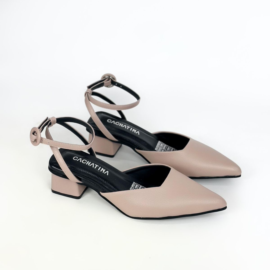ALIA -CALZADO CACHATINA - ESTILETO MUJER - CUERO TAUPE X NEGRO - TACON 3.5 (5.5 CM)