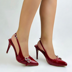 ALICE - CALZADO CACHATINA - ESTILETO MUJER - CUERO CHAROL ROJO - TACON 7.5 (10 CM)