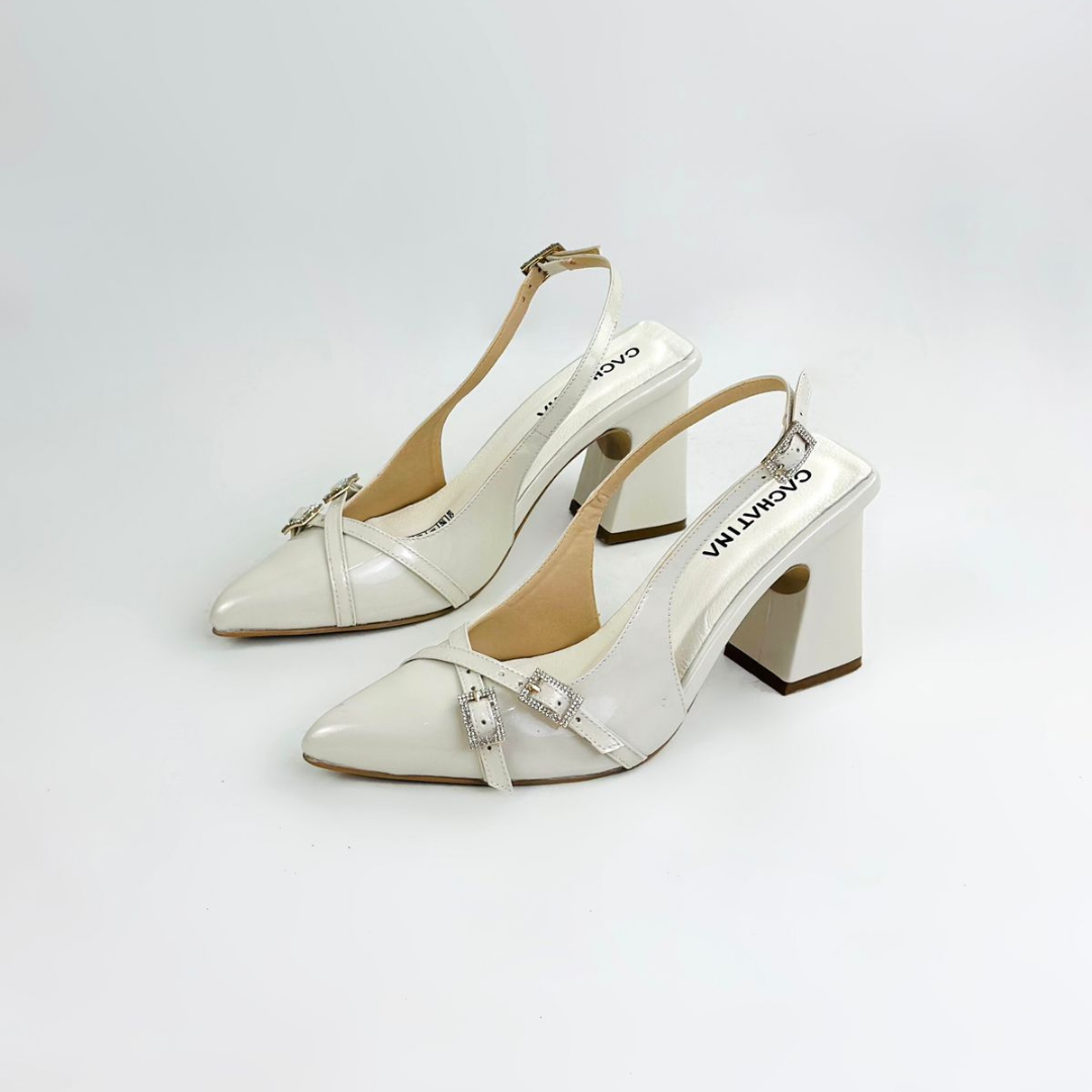 ALICIA - CALZADO CACHATINA - ESTILETO MUJER - CUERO CHAROL TALCO - TACON 7.5 (10 CM)