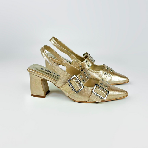 ALIX - CALZADO CACHATINA - ESTILETO MUJER - CUERO CONFECCION DORADO - TACON 5.5 (7.5 CM)