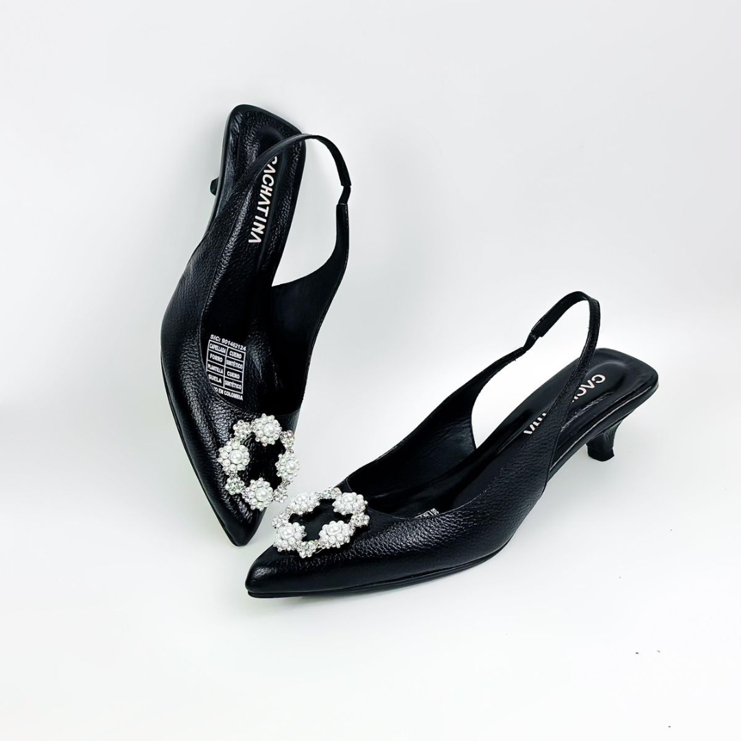 ALTAIR 2 - CALZADO CACHATINA - ESTILETO MUJER - CUERO NEGRO - TACON 3.5 (5 CM)