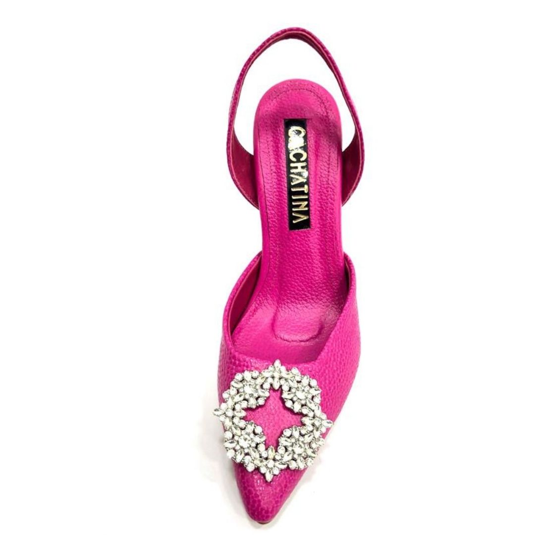 TACÒN - AMARILIS - 8.5 - CUERO FUCSIA - CALZADO CACHATINA