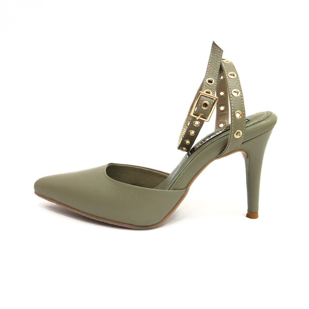 TACÒN - ANDROMEDA - 8.5 - CUERO VERDE SABILA - CALZADO CACHATINA