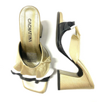 CALZADO CACHATINA - TACON MUJER - AYAZ - CUERO PRIMAVERA DORADO X BLANCO/NEGRO - ALTURA 7.5 (9.5 CM)