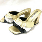 CALZADO CACHATINA - TACON MUJER - AYAZ - CUERO PRIMAVERA DORADO X BLANCO/NEGRO - ALTURA 7.5 (9.5 CM)