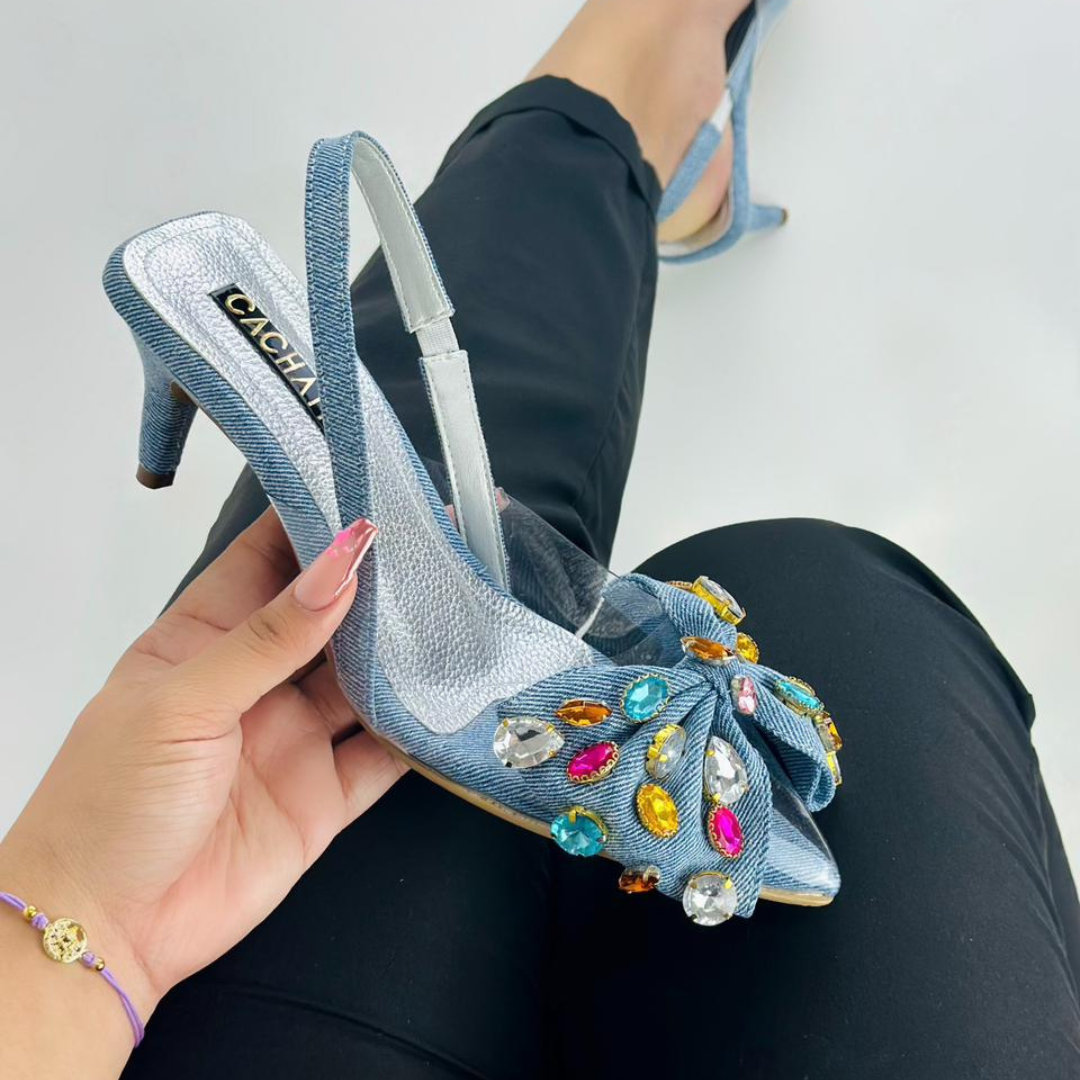 BANDY - CALZADO CACHATINA - ESTILETO MUJER - DENIM NEUTRO - TACON 5.5 (8 CM)
