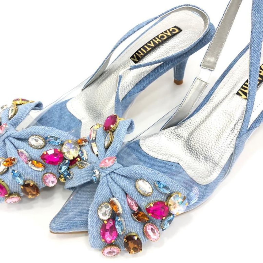 BANDY - CALZADO CACHATINA - ESTILETO MUJER - DENIM NEUTRO - TACON 5.5 (8 CM)