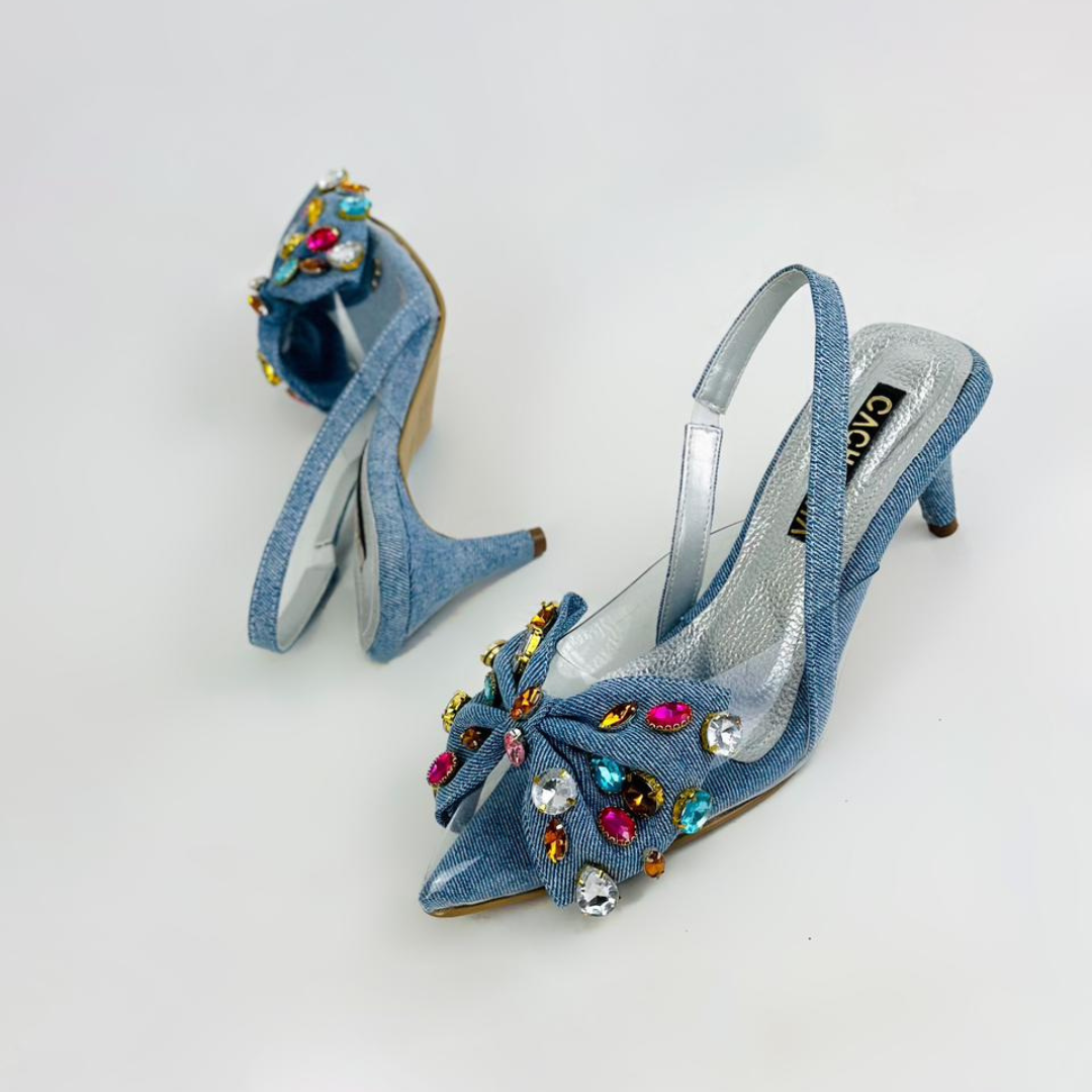 BANDY - CALZADO CACHATINA - ESTILETO MUJER - DENIM NEUTRO - TACON 5.5 (8 CM)