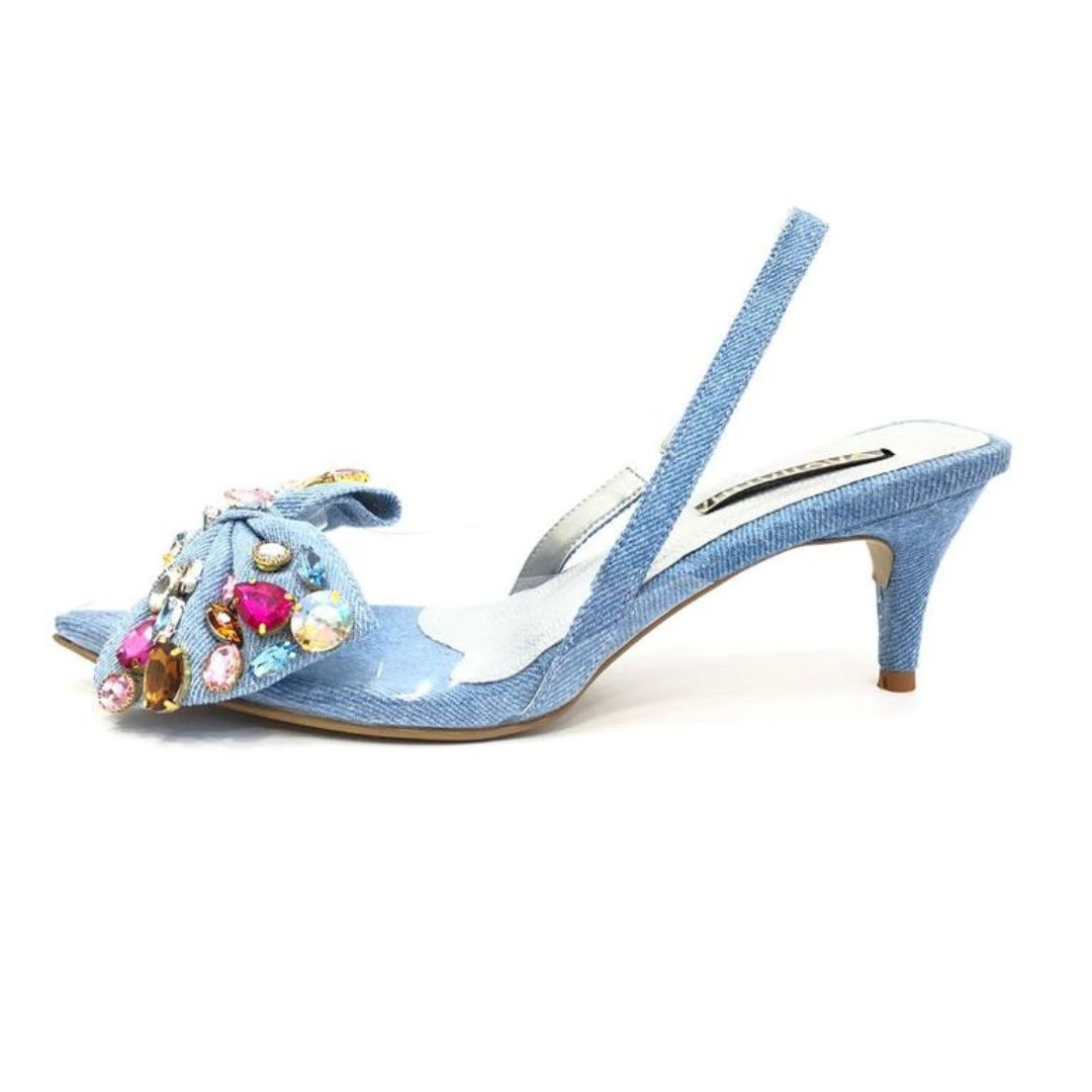 BANDY - CALZADO CACHATINA - ESTILETO MUJER - DENIM NEUTRO - TACON 5.5 (8 CM)