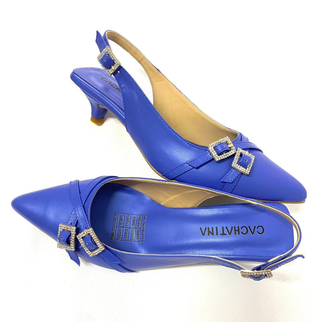 BINNA - CALZADO CACHATINA - ESTILETO MUJER - CUERO PRIMAVERA MORA AZUL - TACON 3.5 (5 CM)