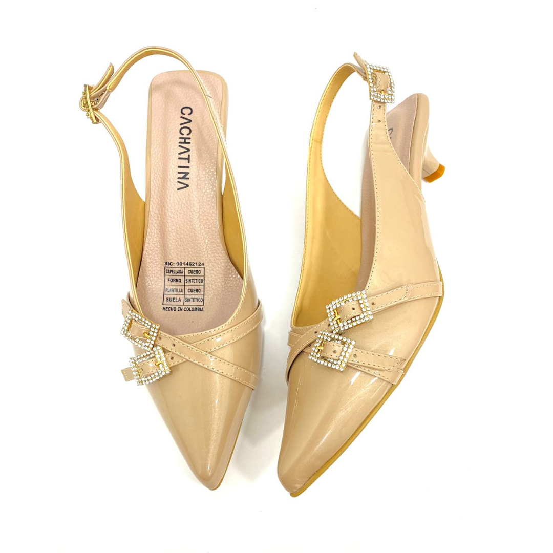 BINNA - CALZADO CACHATINA - ESTILETO MUJER - CUEROCHAROL TAUPE - TACON 3.5 (5 CM)