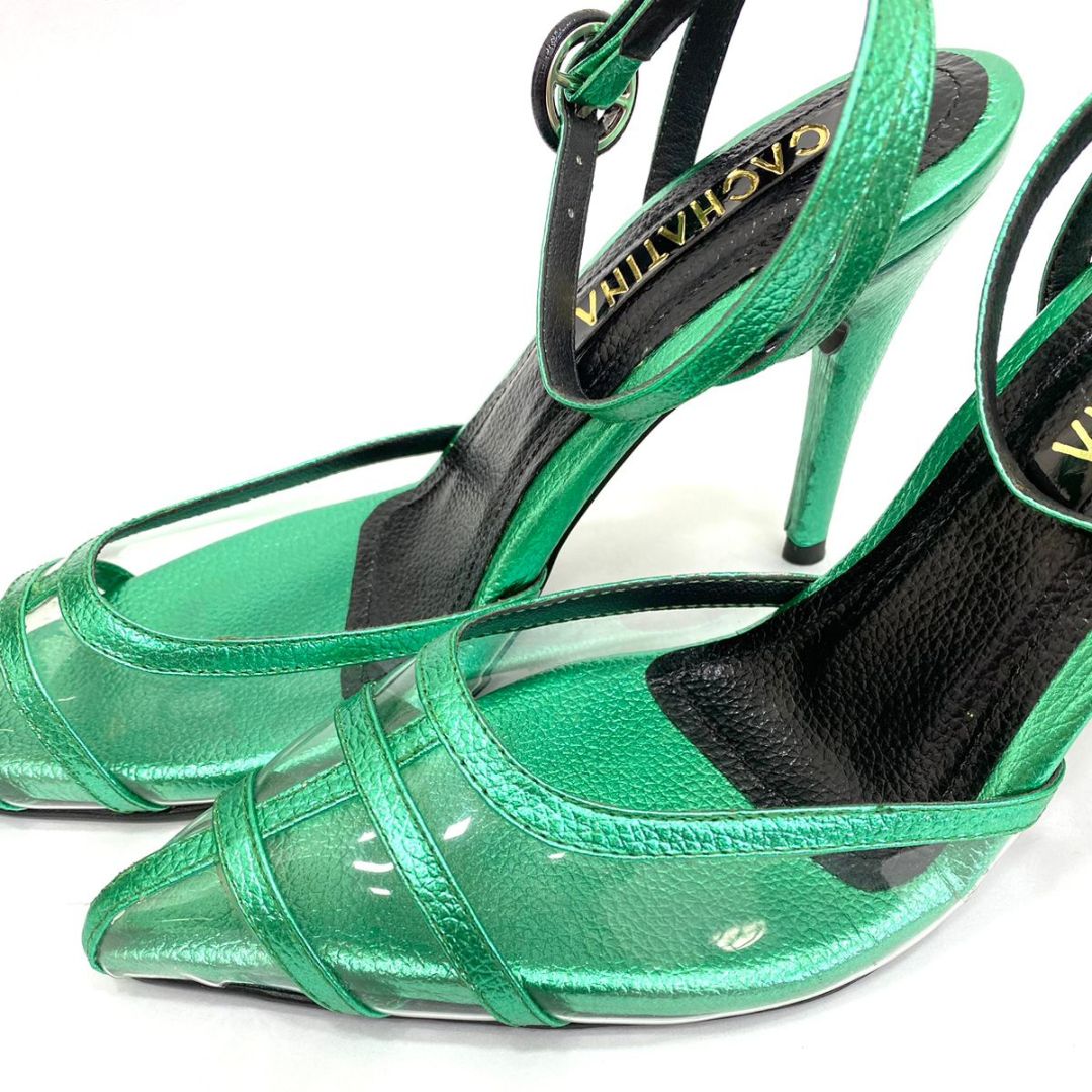 TACÒN - BRAIS - 8.5 - CUERO VERDE METALIZADO - CALZADO CACHATINA