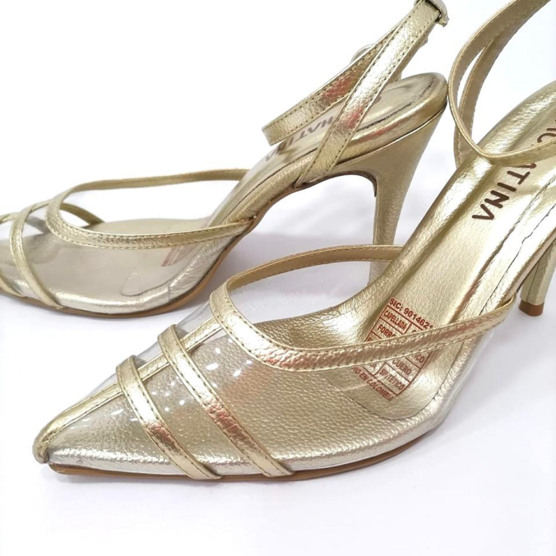 BRAIS - CALZADO CACHATINA - ESTILETO MUJER - CUERO DORADO - TACON 8.5 (11 CM)