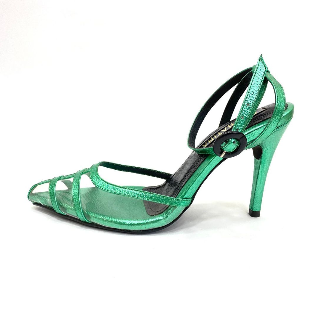 TACÒN - BRAIS - 8.5 - CUERO VERDE METALIZADO - CALZADO CACHATINA