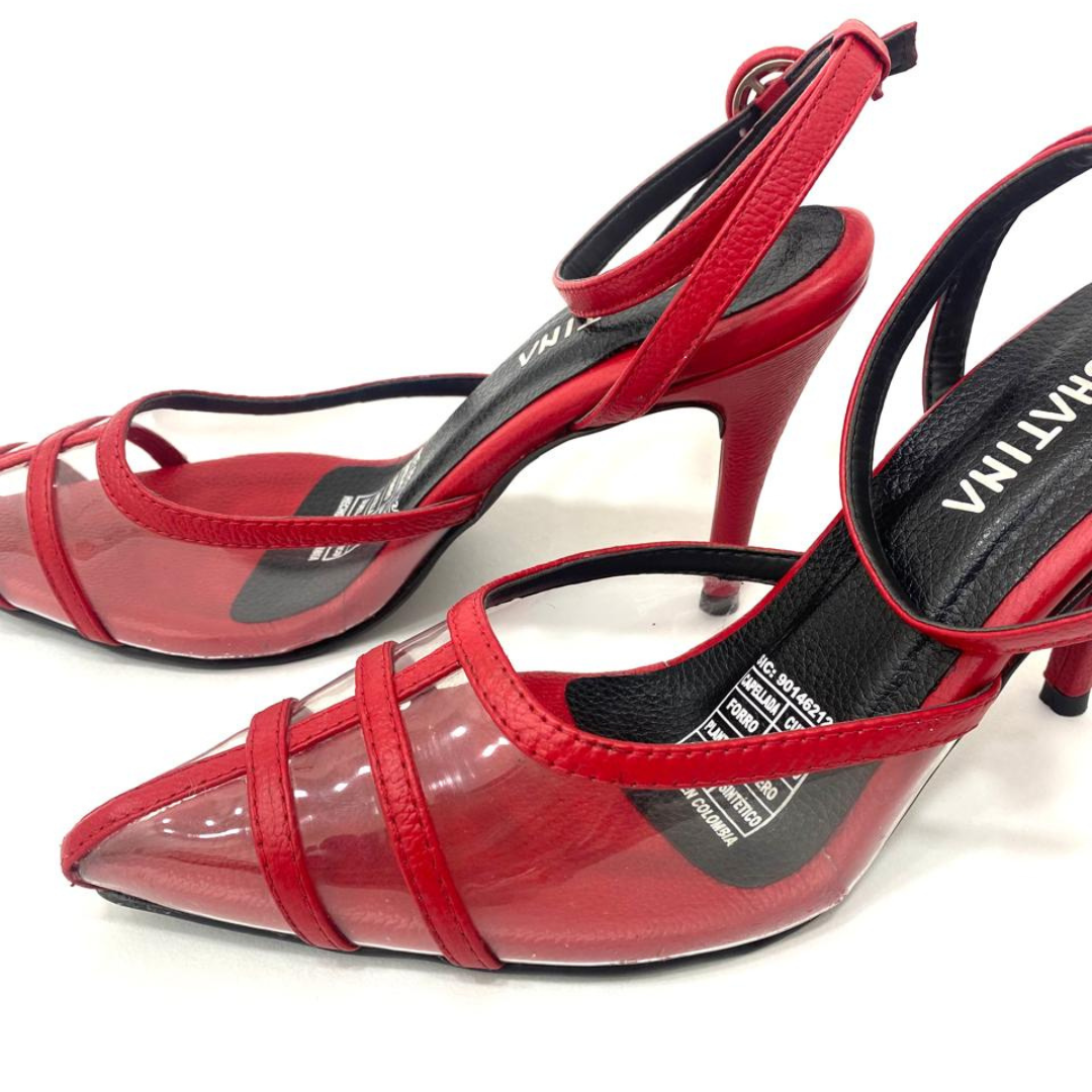 BRAIS - CALZADO CACHATINA - ESTILETO MUJER - CUERO ROJO - TACON 8.5 (11 CM)