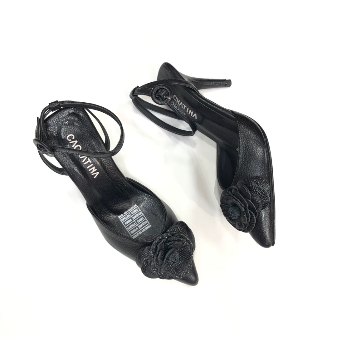 BRIANA - CALZADO CACHATINA - ESTILETO MUJER - CUERO NEGRO - TACON 7.5 (10 CM)