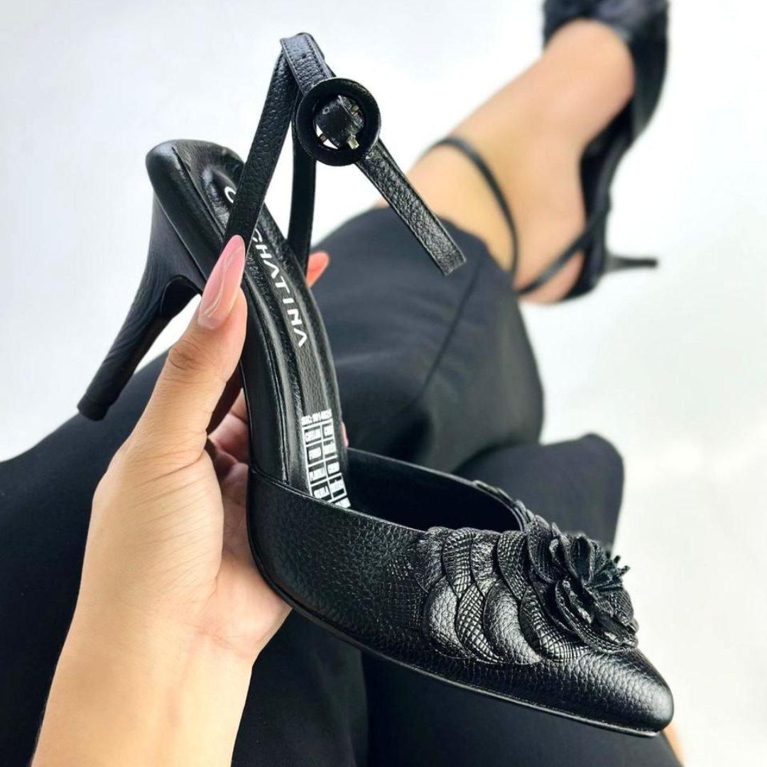 BRIANA - CALZADO CACHATINA - ESTILETO MUJER - CUERO NEGRO - TACON 7.5 (10 CM)