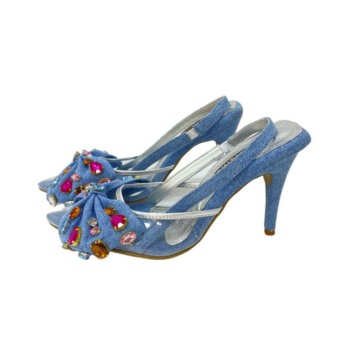 TACÒN - BANDUIN - 8.5 - DENIM PALIDO X PLATEADO - CALZADO CACHATINA