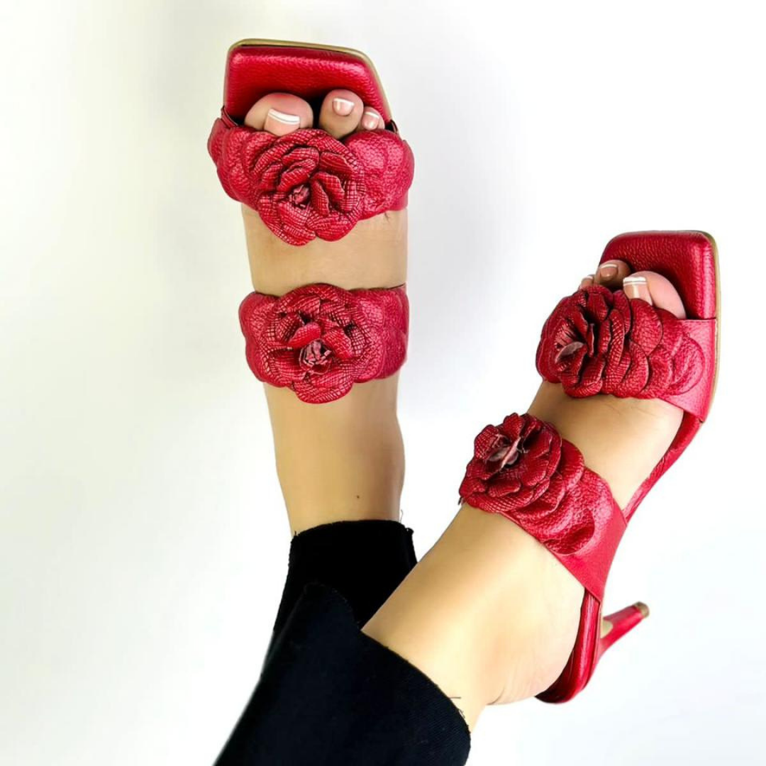 CALZADO CACHATINA - TACON MUJER - CLEO - CUERO ROJO - ALTURA 5.5 (7.5 CM)