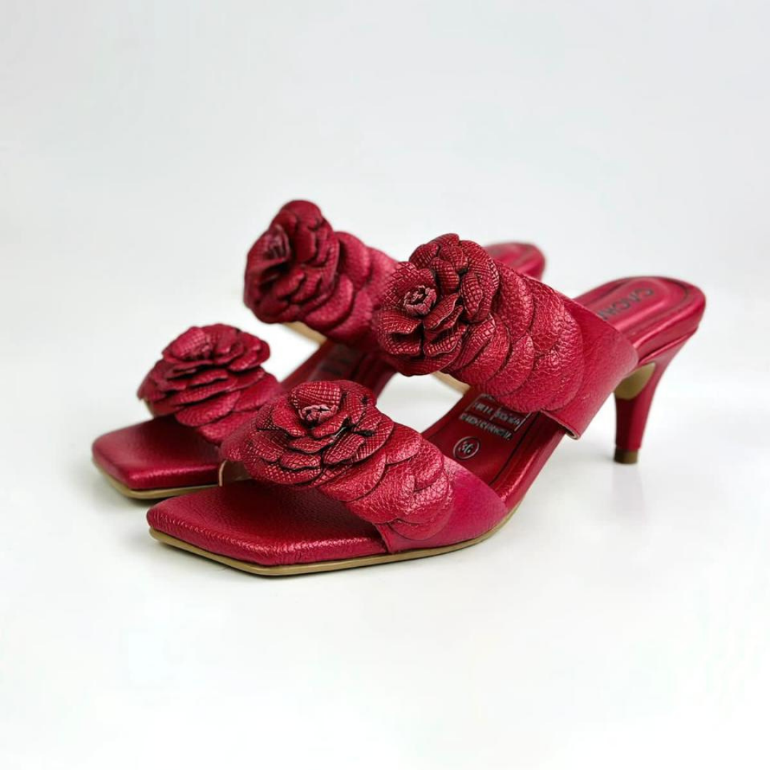 CALZADO CACHATINA - TACON MUJER - CLEO - CUERO ROJO - ALTURA 5.5 (7.5 CM)