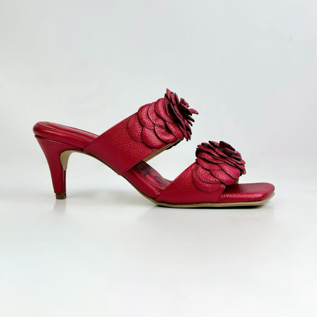 CALZADO CACHATINA - TACON MUJER - CLEO - CUERO ROJO - ALTURA 5.5 (7.5 CM)