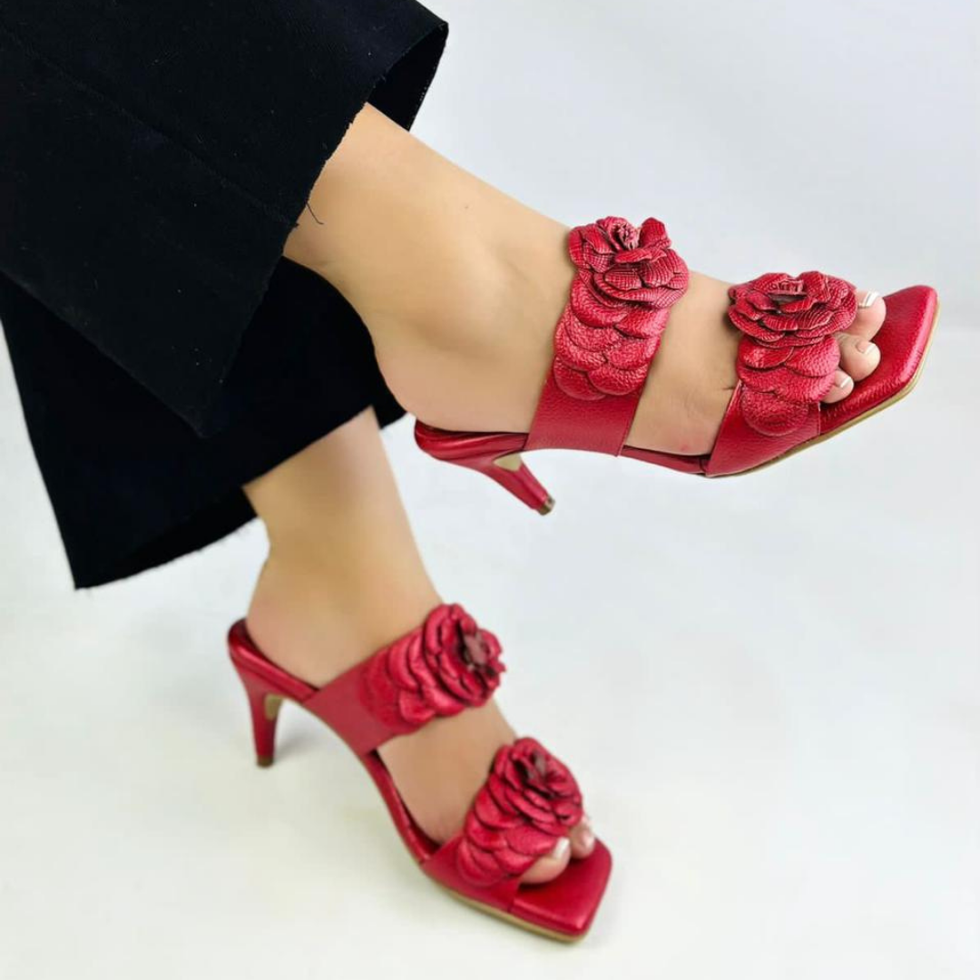 CALZADO CACHATINA - TACON MUJER - CLEO - CUERO ROJO - ALTURA 5.5 (7.5 CM)