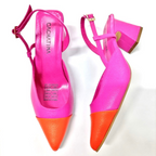 CLERI - CALZADO CACHATINA - ESTILETO MUJER - CUERO FUCSIA X NARANJA - TACON 5.5 (7.5 CM)