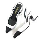 CLERI - CALZADO CACHATINA - ESTILETO MUJER - CUERO BLANCO X NEGRO - TACON 5.5 (7.5 CM)