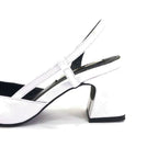 CLERI - CALZADO CACHATINA - ESTILETO MUJER - CUERO BLANCO X NEGRO - TACON 5.5 (7.5 CM)