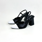 CLERINIA - CALZADO CACHATINA - ESTILETO MUJER - CUERO NEGRO X BLANCO - TACON 7.5 (10 CM)