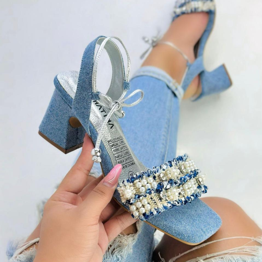 CALZADO CACHATINA - TACON MUJER - DRYSEEL STORE - DENIM NEUTRO - ALTURA 5.5 (7.5 CM)