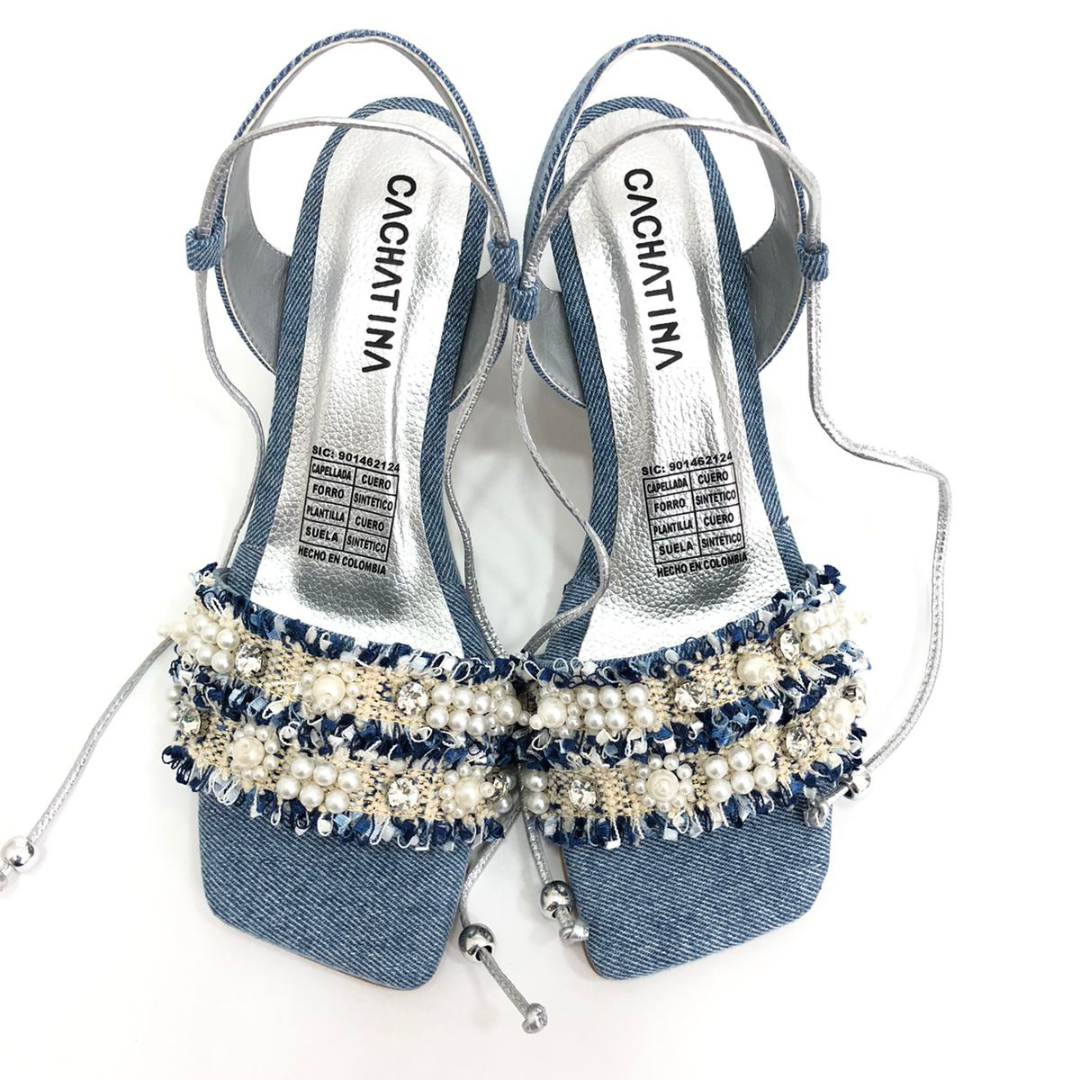 CALZADO CACHATINA - TACON MUJER - DRYSELY - DENIM CLARO - ALTURA 5.5 (7.5 CM)