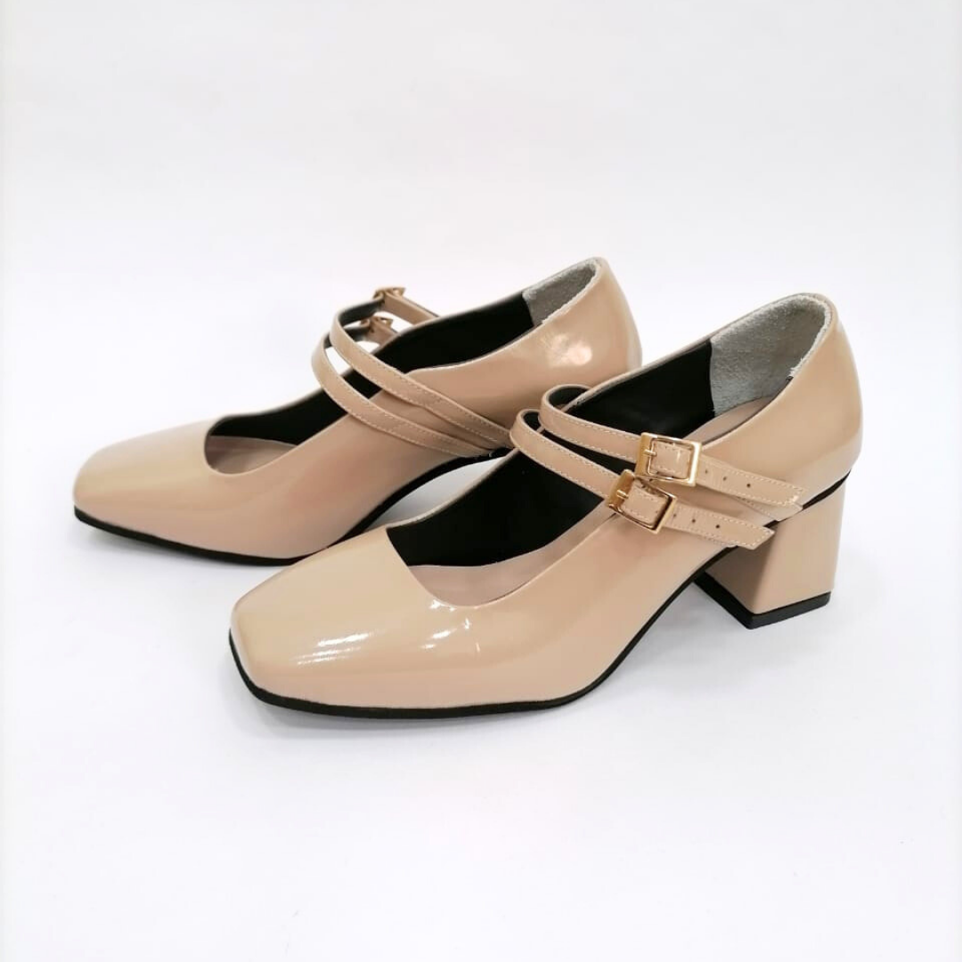 CALZADO CACHATINA - TACON MUJER - EDITH - CUERO CHAROL TAUPE - ALTURA 5.5 (7 CM)