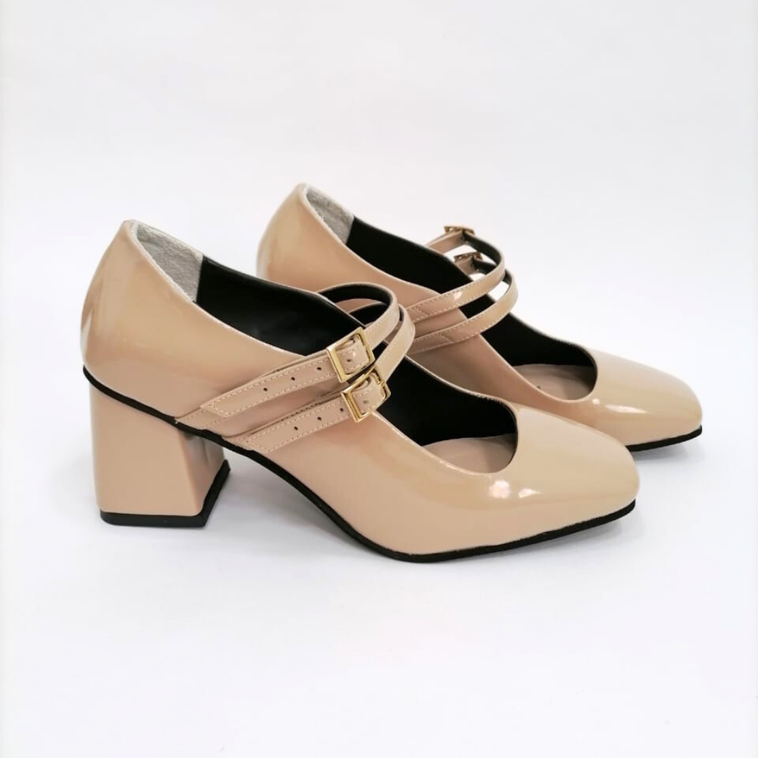 CALZADO CACHATINA - TACON MUJER - EDITH - CUERO CHAROL TAUPE - ALTURA 5.5 (7 CM)