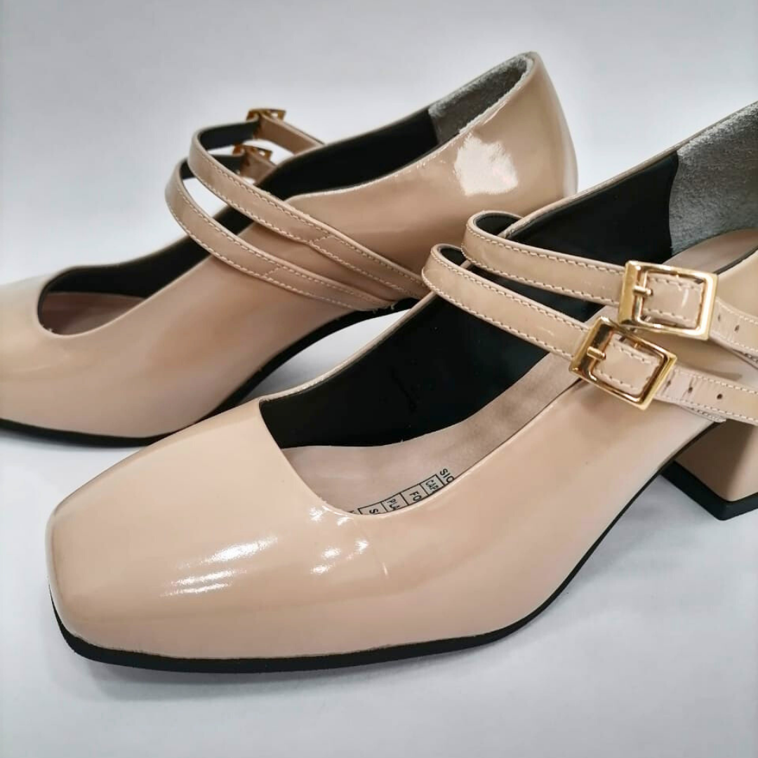 CALZADO CACHATINA - TACON MUJER - EDITH - CUERO CHAROL TAUPE - ALTURA 5.5 (7 CM)