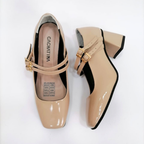 CALZADO CACHATINA - TACON MUJER - EDITH - CUERO CHAROL TAUPE - ALTURA 5.5 (7 CM)