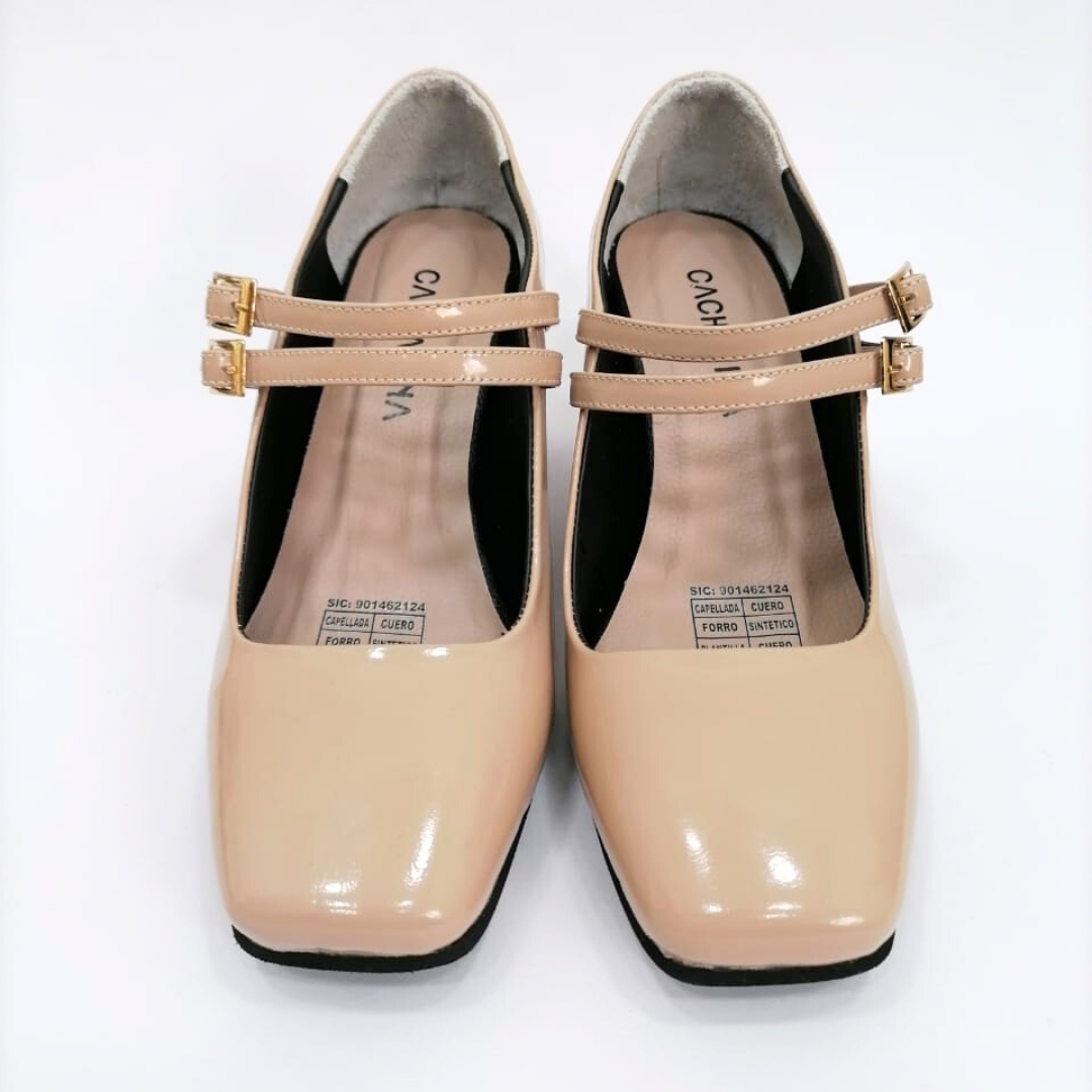 CALZADO CACHATINA - TACON MUJER - EDITH - CUERO CHAROL TAUPE - ALTURA 5.5 (7 CM)