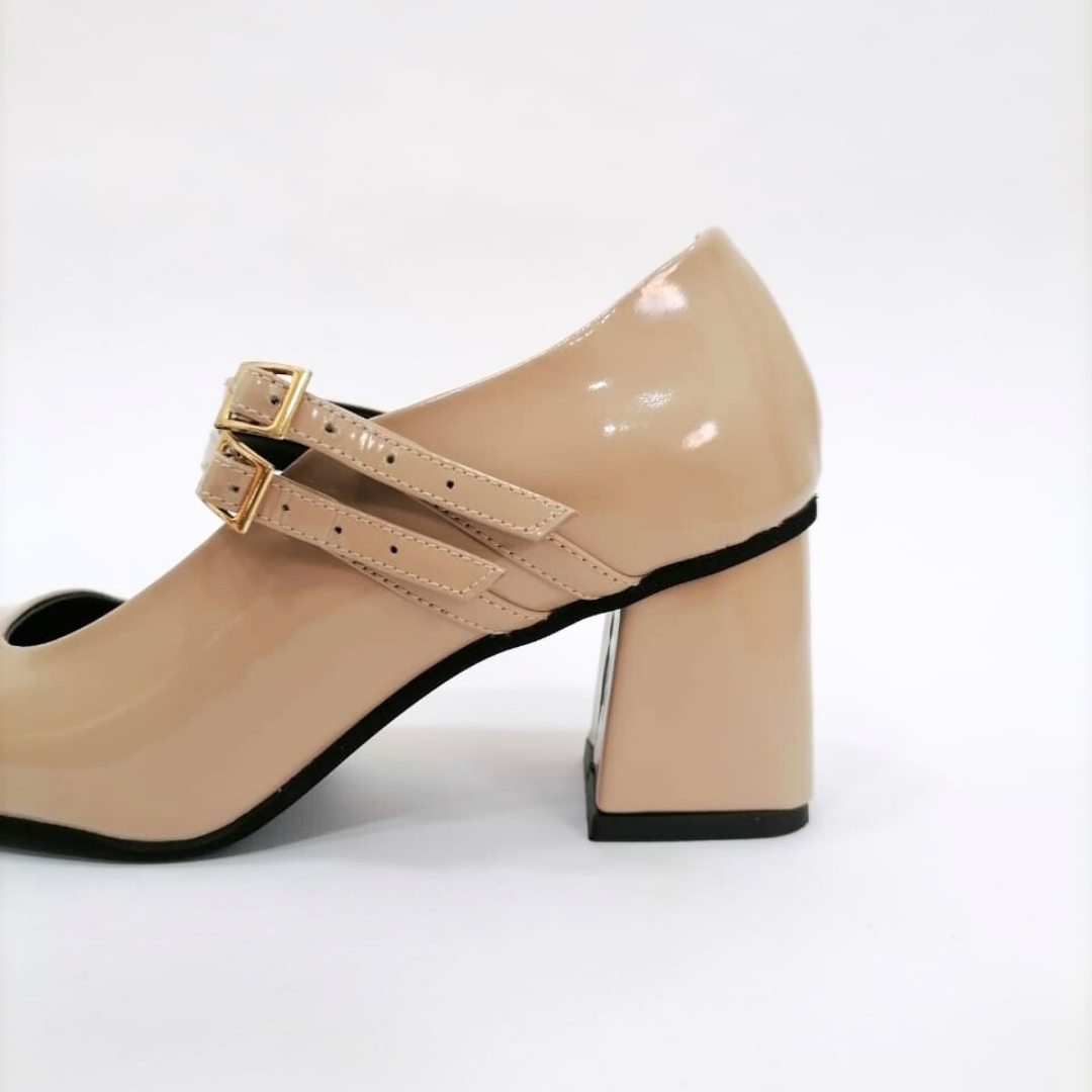 CALZADO CACHATINA - TACON MUJER - EDITH - CUERO CHAROL TAUPE - ALTURA 5.5 (7 CM)