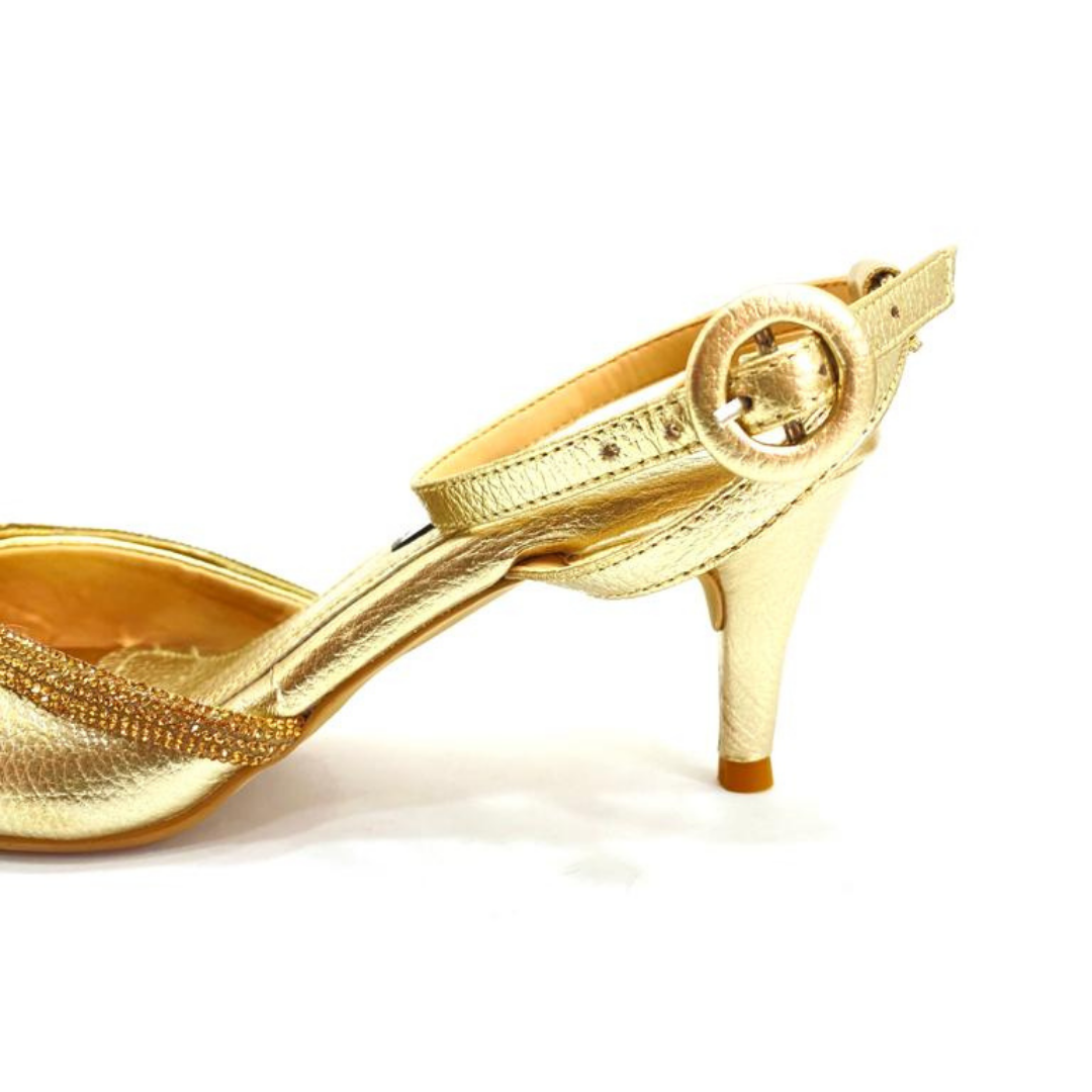 FABRIN - CALZADO CACHATINA - ESTILETO MUJER - CUERO DORADO - TACON 5.5 (8 CM)