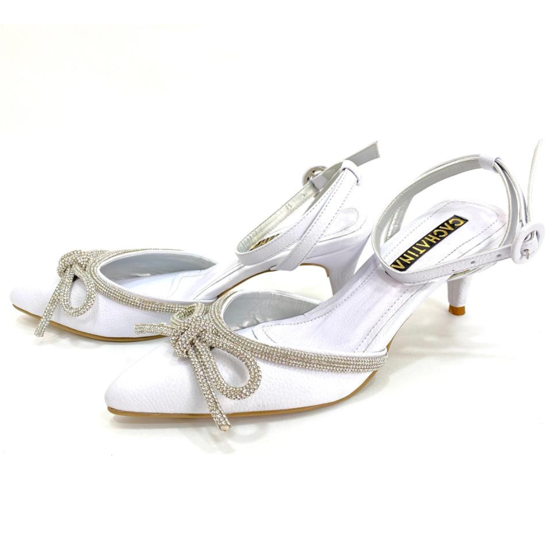FABRIN - CALZADO CACHATINA - ESTILETO MUJER - CUERO BLANCO X TORNASOL - TACON 5.5 (8 CM)