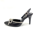FABRIZIA - CALZADO CACHATINA - ESTILETO MUJER - CUERO NEGRO X PLATEADO - TACON 8.5 (11 CM)