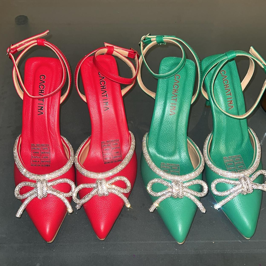 FABRIZIA - CALZADO CACHATINA - ESTILETO MUJER - CUERO VERDE LOZZA - TACON 8.5 (11 CM)