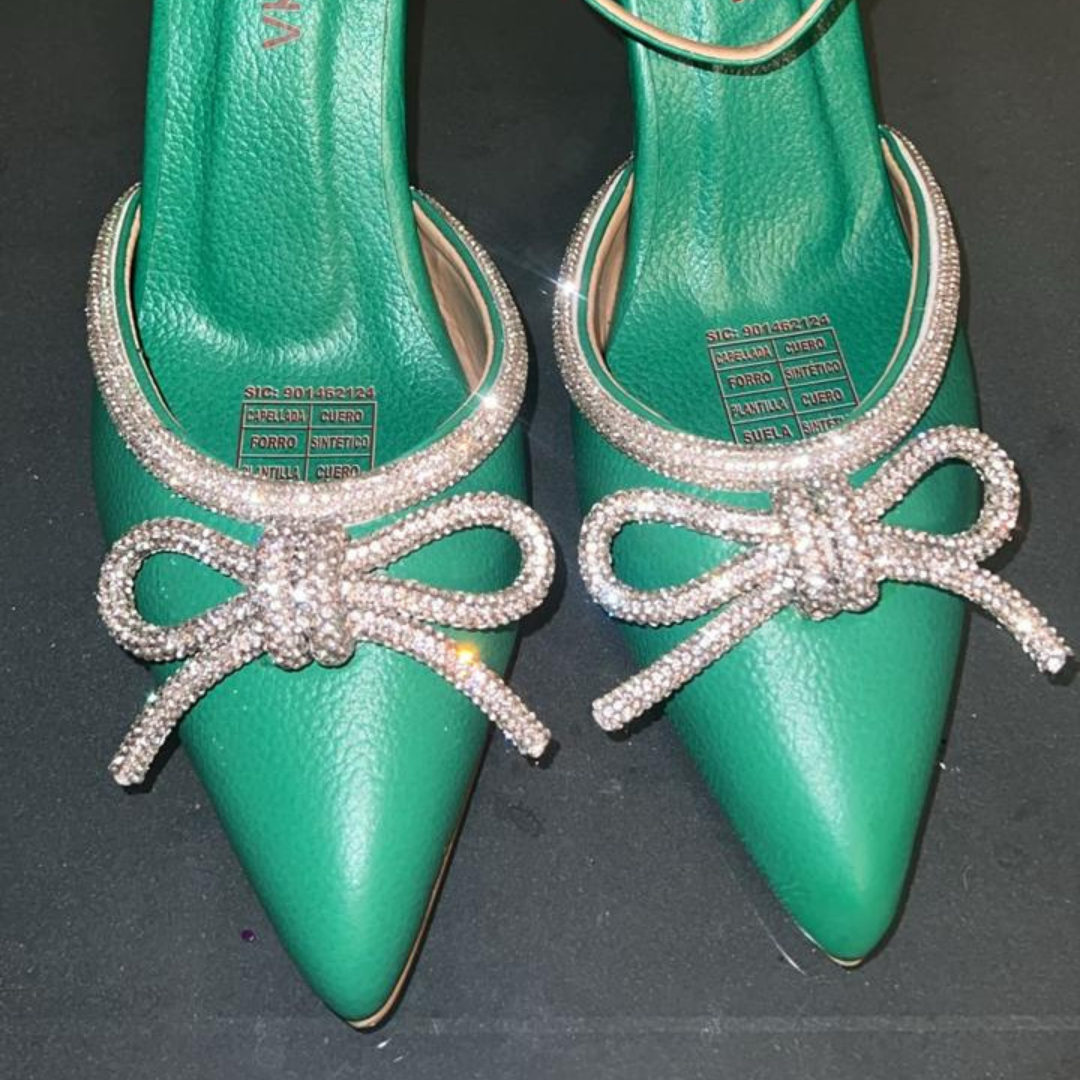FABRIZIA - CALZADO CACHATINA - ESTILETO MUJER - CUERO VERDE LOZZA - TACON 8.5 (11 CM)