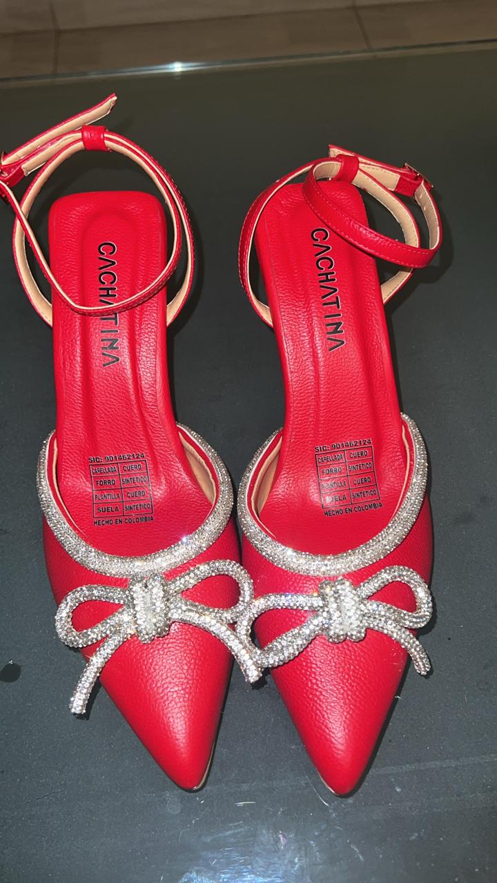 FABRIZIA - CALZADO CACHATINA - ESTILETO MUJER - CUERO ROJO - TACON 8.5 (11 CM)