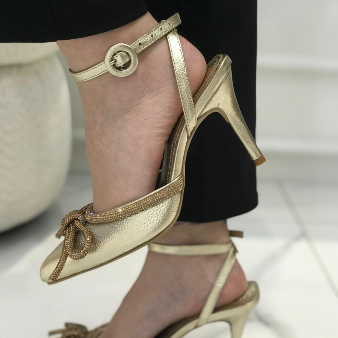 FABRIZIA - CALZADO CACHATINA - ESTILETO MUJER - CUERO DORADO - TACON 8.5 (11 CM)