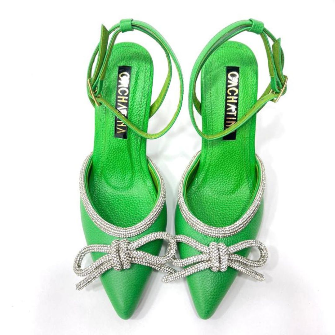 FABRIZIA - CALZADO CACHATINA - ESTILETO MUJER - CUERO VERDE LOZZA - TACON 8.5 (11 CM)