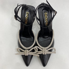 FABRIZIA - CALZADO CACHATINA - ESTILETO MUJER - CUERO NEGRO X PLATEADO - TACON 8.5 (11 CM)