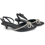 FADRID - CALZADO CACHATINA - ESTILETO MUJER - CUERO NEGRO X PLATEADO - TACON 3.5 (5.5 CM)