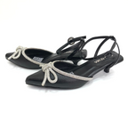FADRID - CALZADO CACHATINA - ESTILETO MUJER - CUERO NEGRO X PLATEADO - TACON 3.5 (5.5 CM)