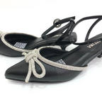 FADRID - CALZADO CACHATINA - ESTILETO MUJER - CUERO NEGRO X PLATEADO - TACON 3.5 (5.5 CM)